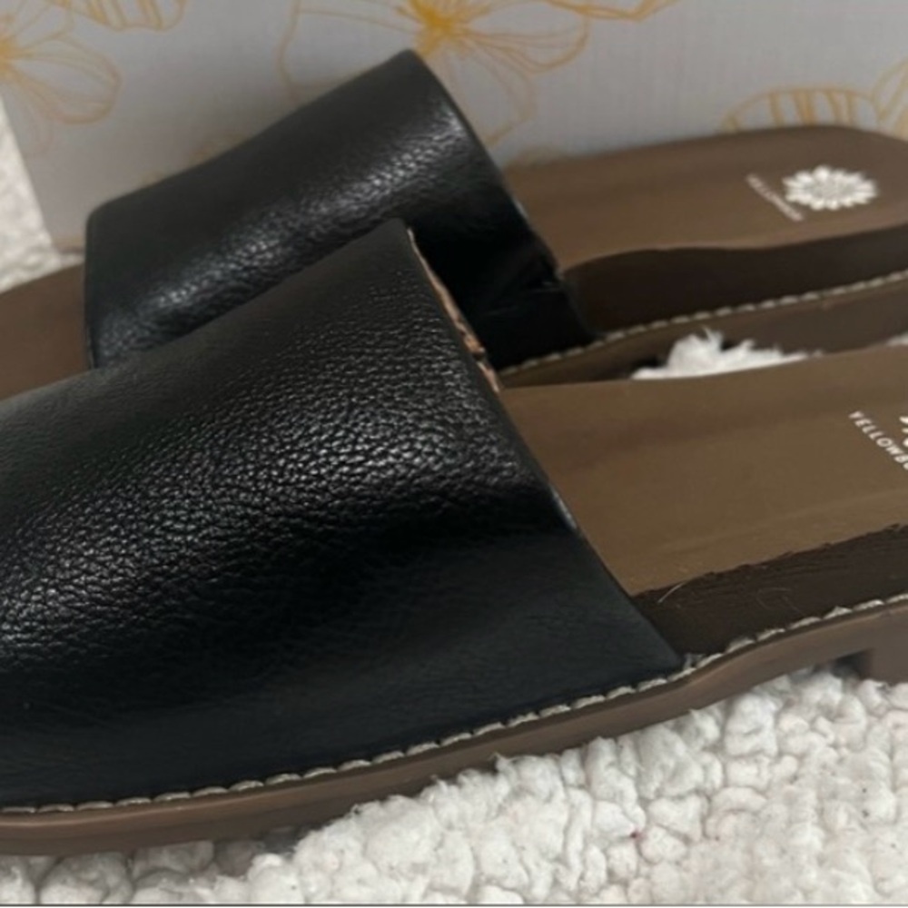 Yellow Box Black Slide Sandals for Women - Picture 2 of 6